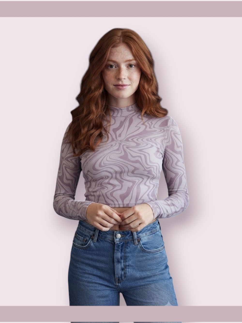 PacSun PAC Cares Abstract Wave Swirl Long Sleeve Crop Top